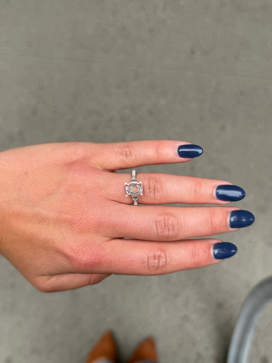 Ladies Vintage Baguette and Round Diamond Engagement Ring