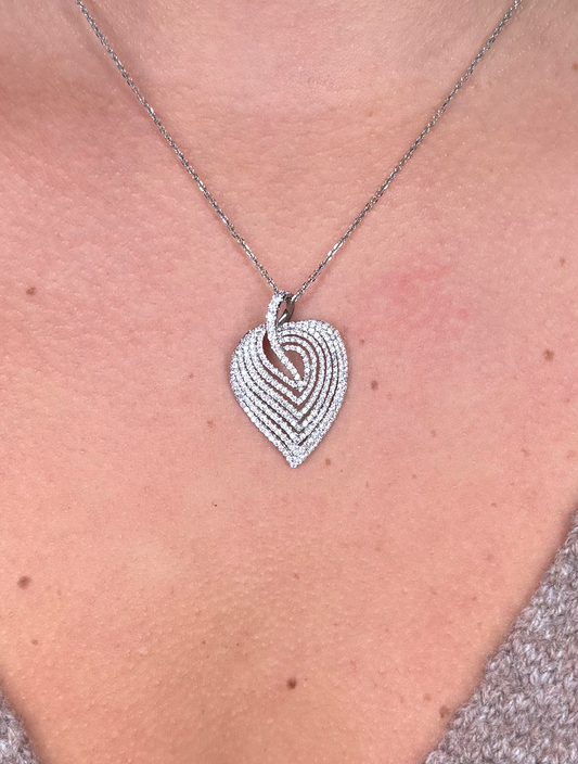 Ladies Leaf Shape Diamond Pendant