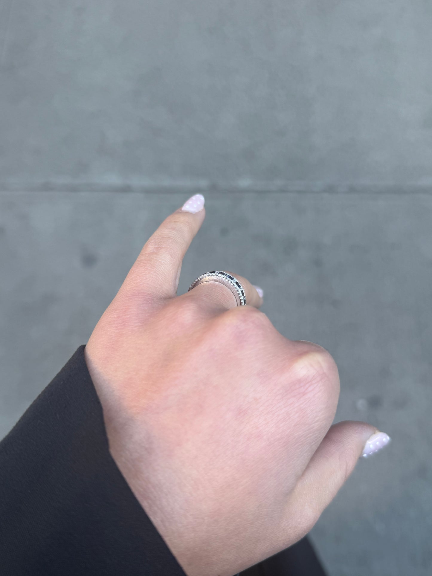 Ladies Alternating Princess Sapphire and Baguette Diamond Band