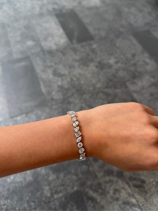 Ladies Lab Grown Multi-Shaped Tennis Bracelet