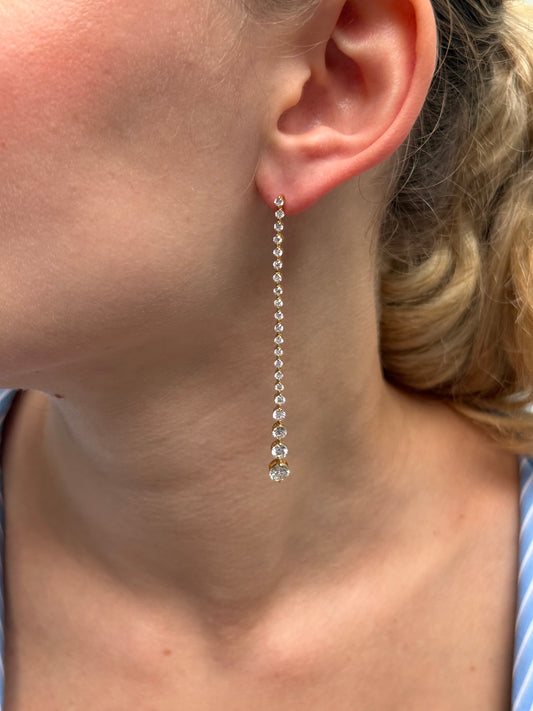 Ladies Long Graduated Lab Grown Dangling Earring