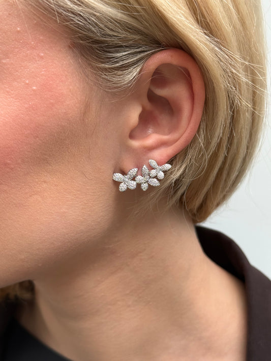 Ladies 3 Butterfly Climber Diamond Earring