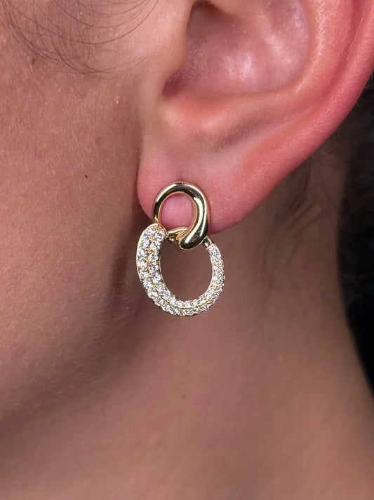 Ladies Front Facing Double Hoop Diamond Earring