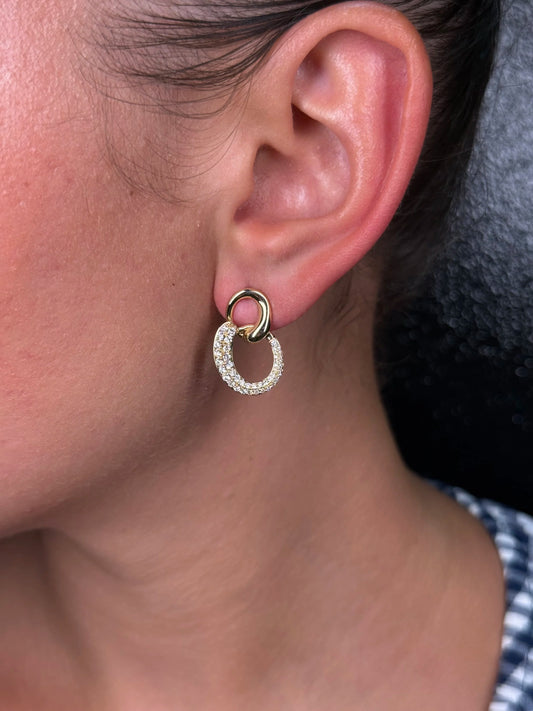 Ladies Front Facing Double Hoop Diamond Earring