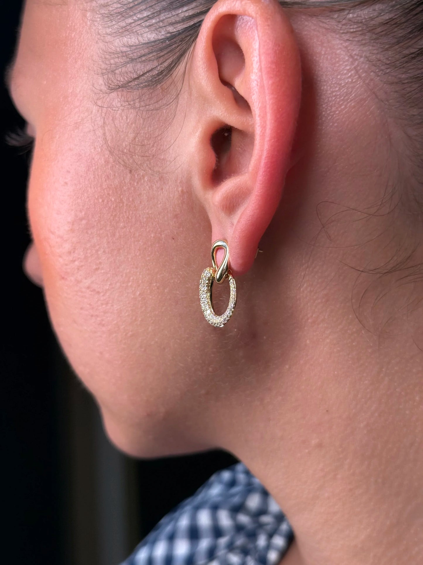 Ladies Front Facing Double Hoop Diamond Earring