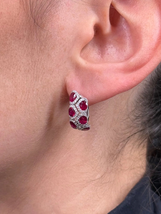 Ladies Ruby and Diamond Fancy Earrings