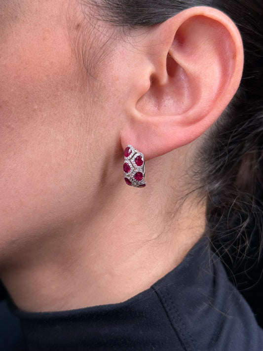 Ladies Ruby and Diamond Fancy Earrings