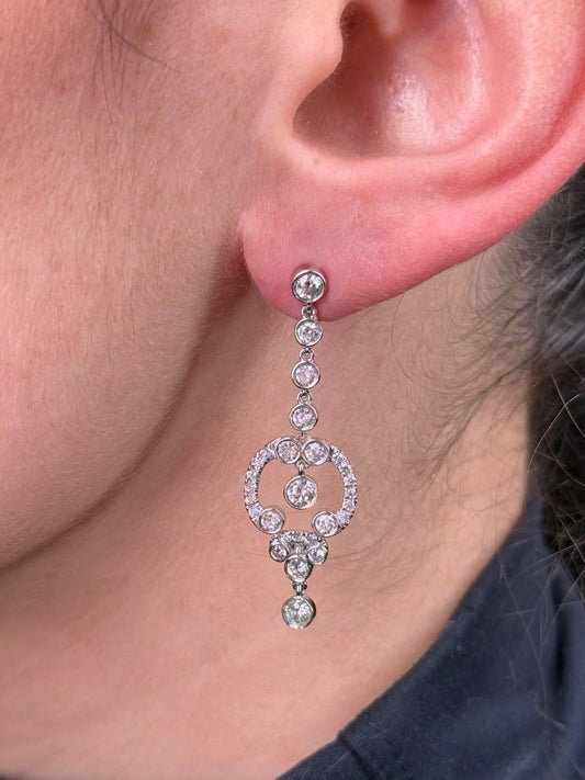 Ladies Center Bezel Set Diamond Earring