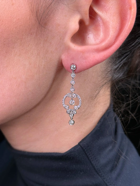 Ladies Center Bezel Set Diamond Earring