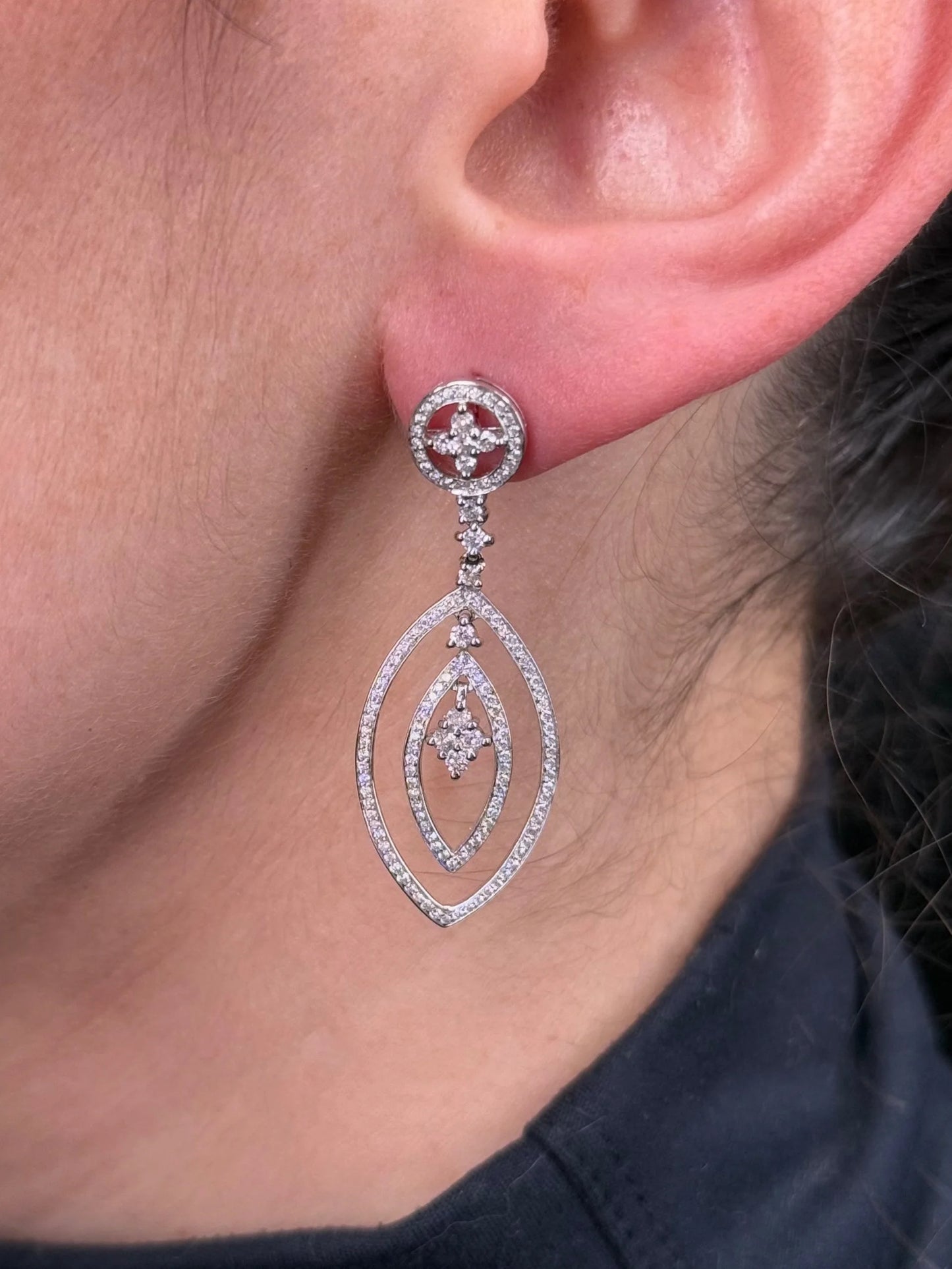 Ladies Split Oval Diamond Earrings