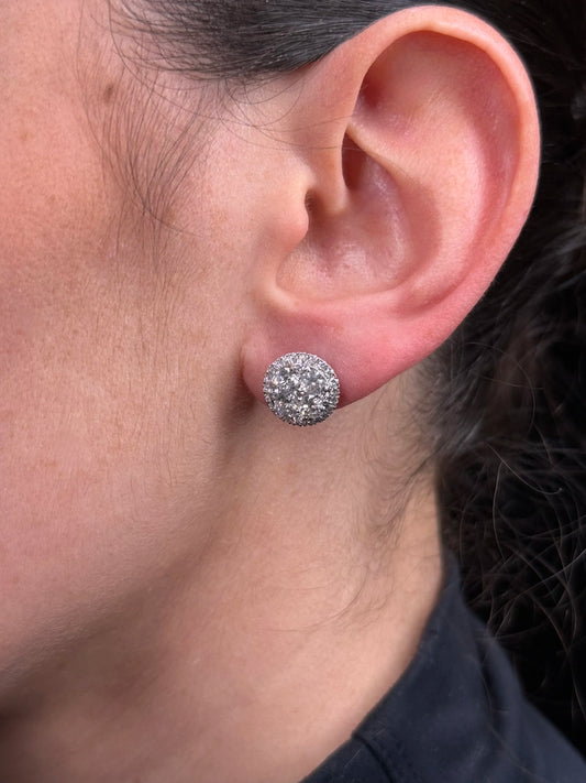 Ladies Large Cluster Halo Earrings