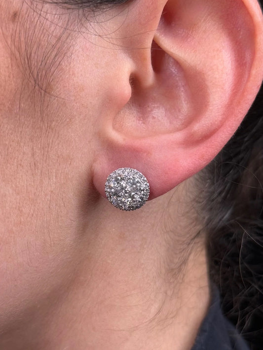 Ladies Large Cluster Halo Earrings