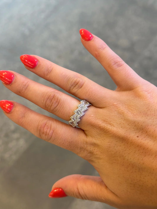 Ladies Angled Princess Shaped Cluster Band