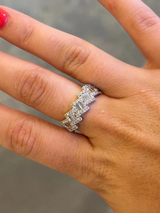 Ladies Angled Princess Shaped Cluster Band