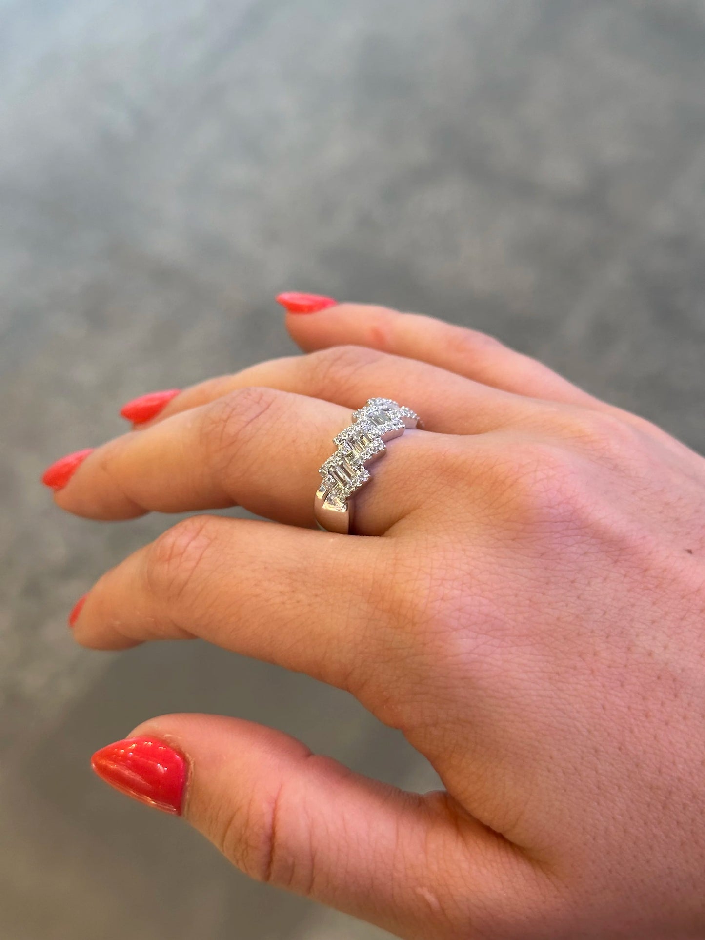 Ladies Angled Princess Shaped Cluster Band