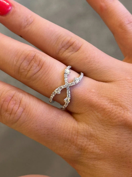 Ladies “X” Shaped Diamond Ring