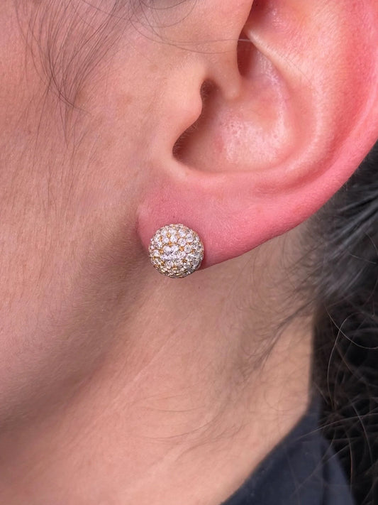 Ladies Ball Pave Set Diamond Earrings