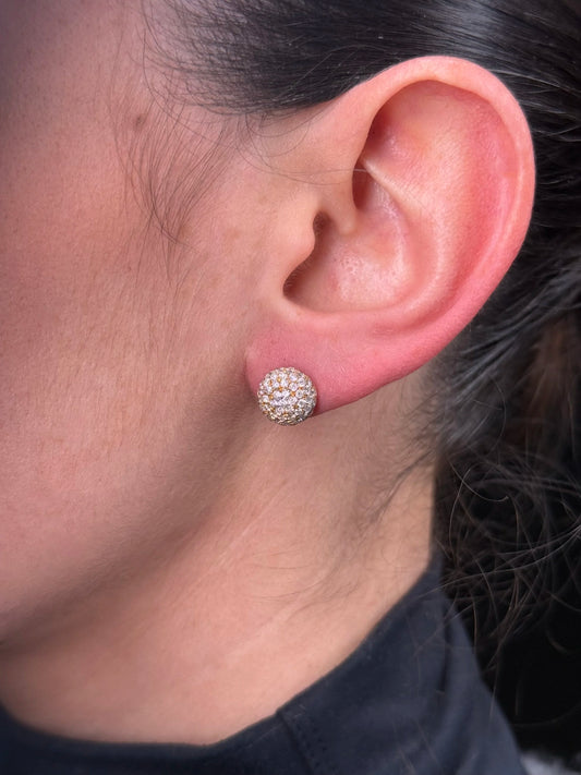 Ladies Ball Pave Set Diamond Earrings