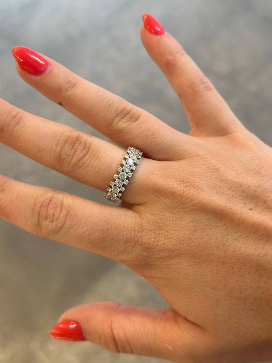 Ladies Three Row Round Diamond Eternity Band