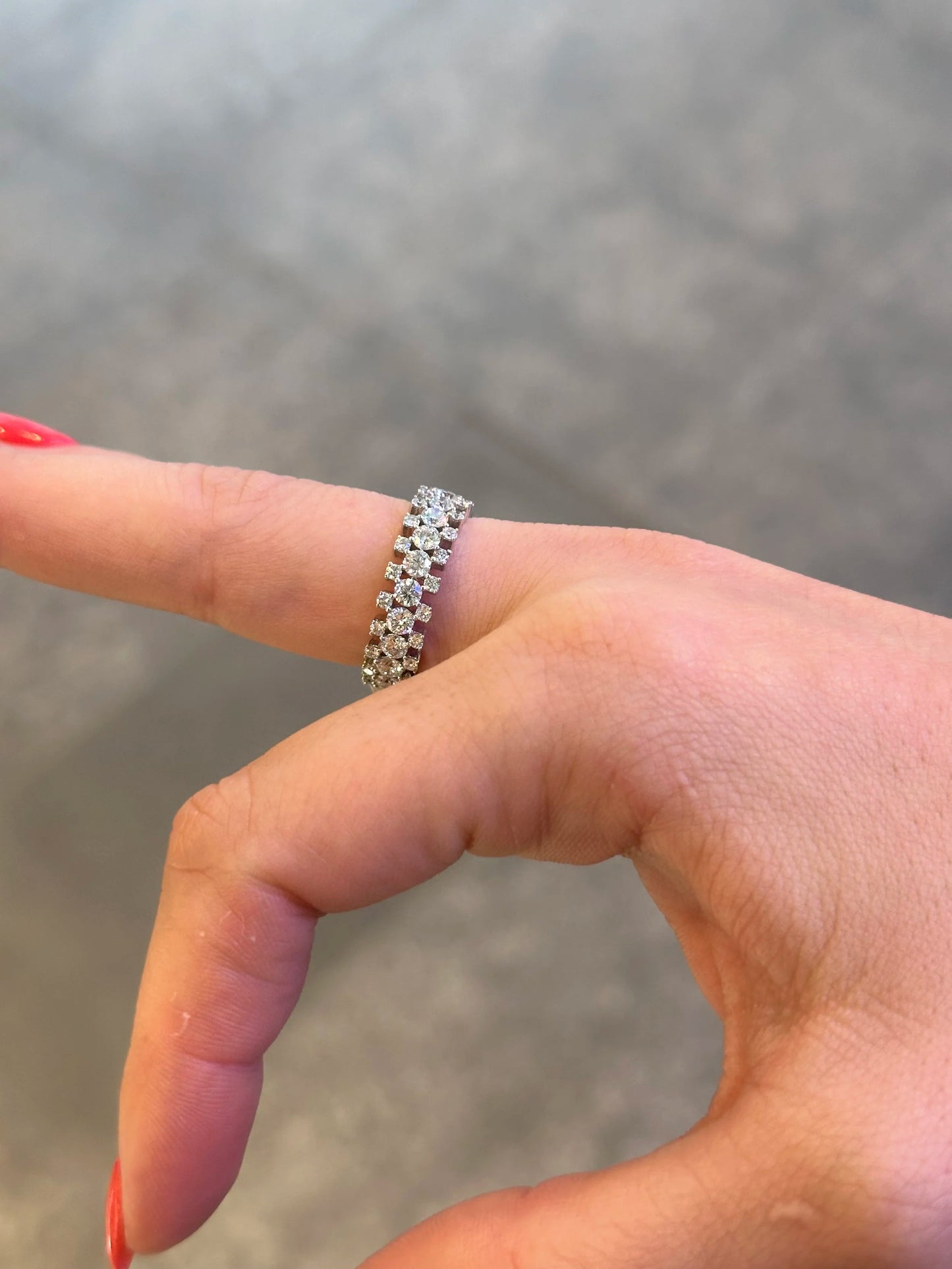 Ladies Three Row Round Diamond Eternity Band