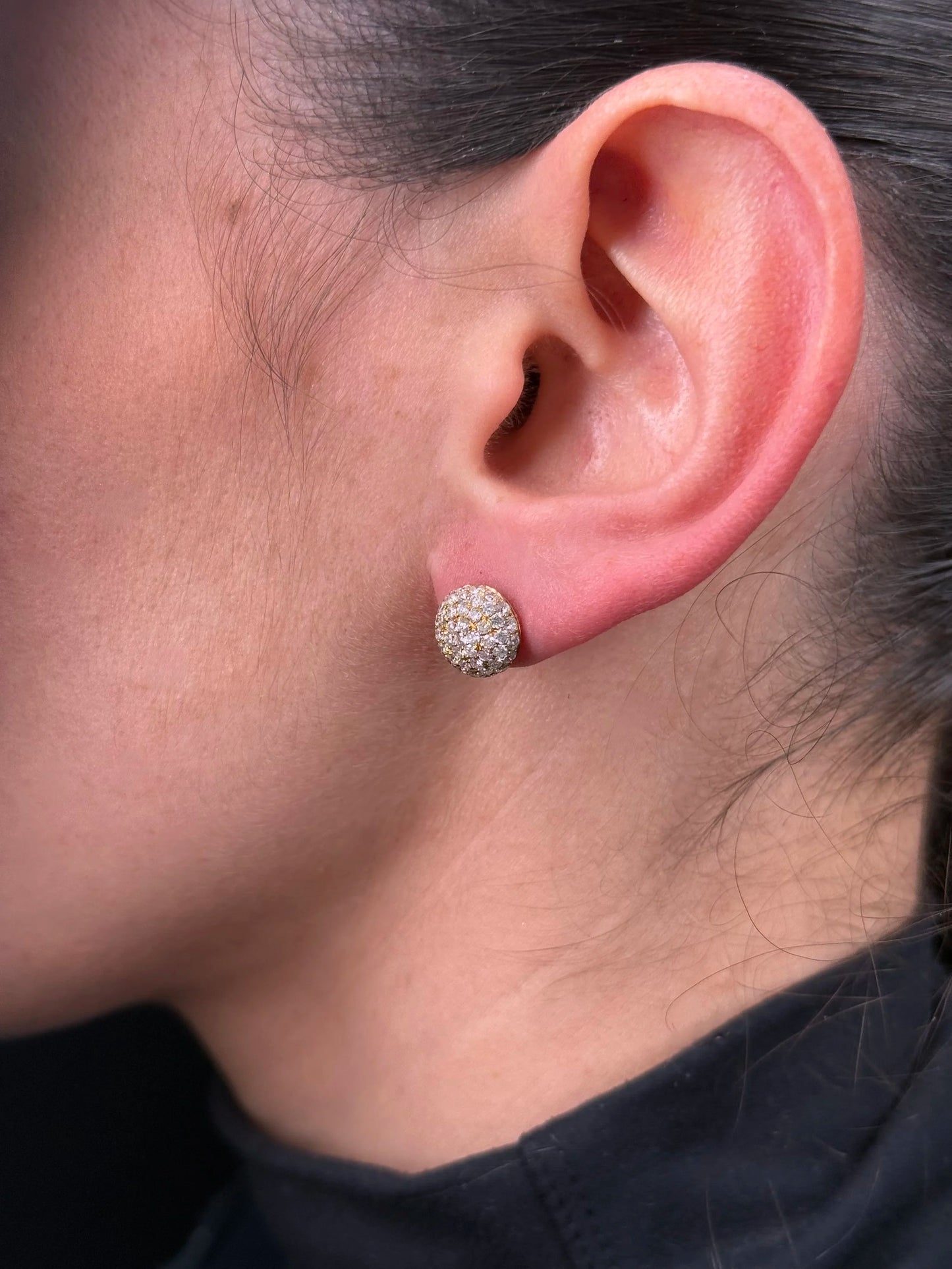 Ladies Ball Pave Set Diamond Earrings