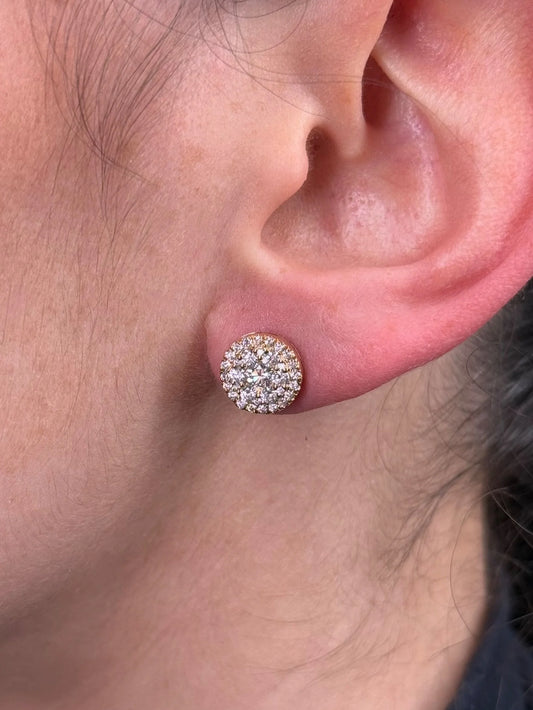 Ladies Large Cluster Round Diamond Earrings
