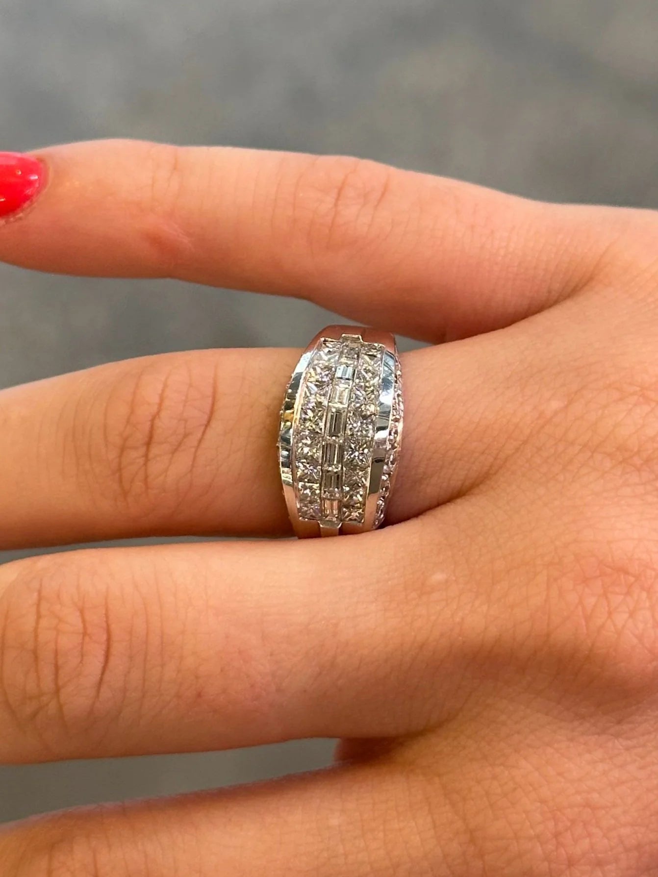 Ladies Thick Channel Set Diamond Ring