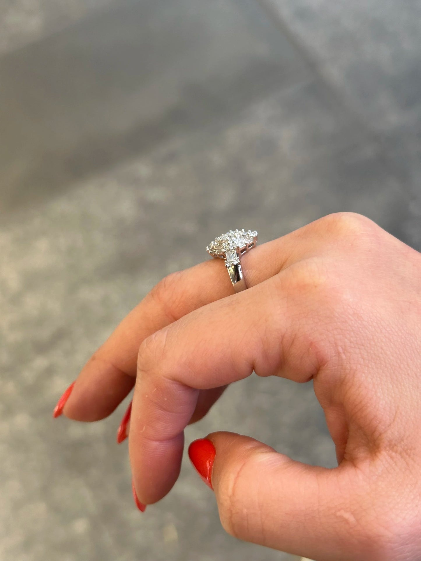 Ladies Fancy Triple Diamond Cut Ring