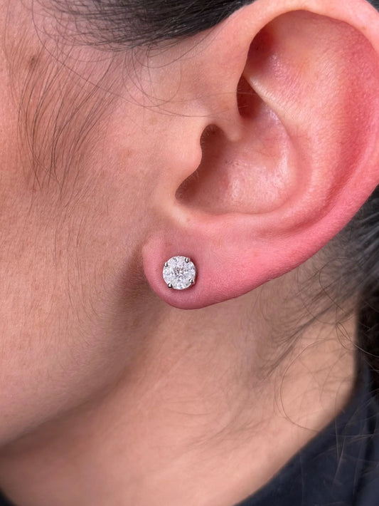 Ladies Small Diamond Cluster Earrings