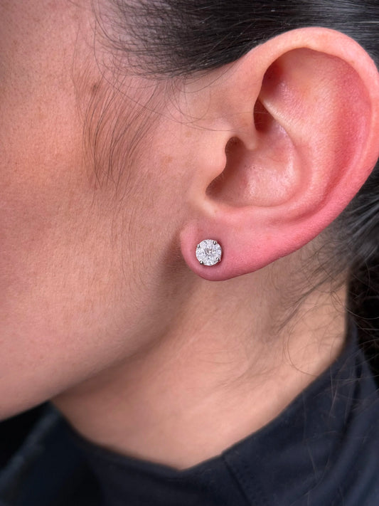 Ladies Small Diamond Cluster Earrings