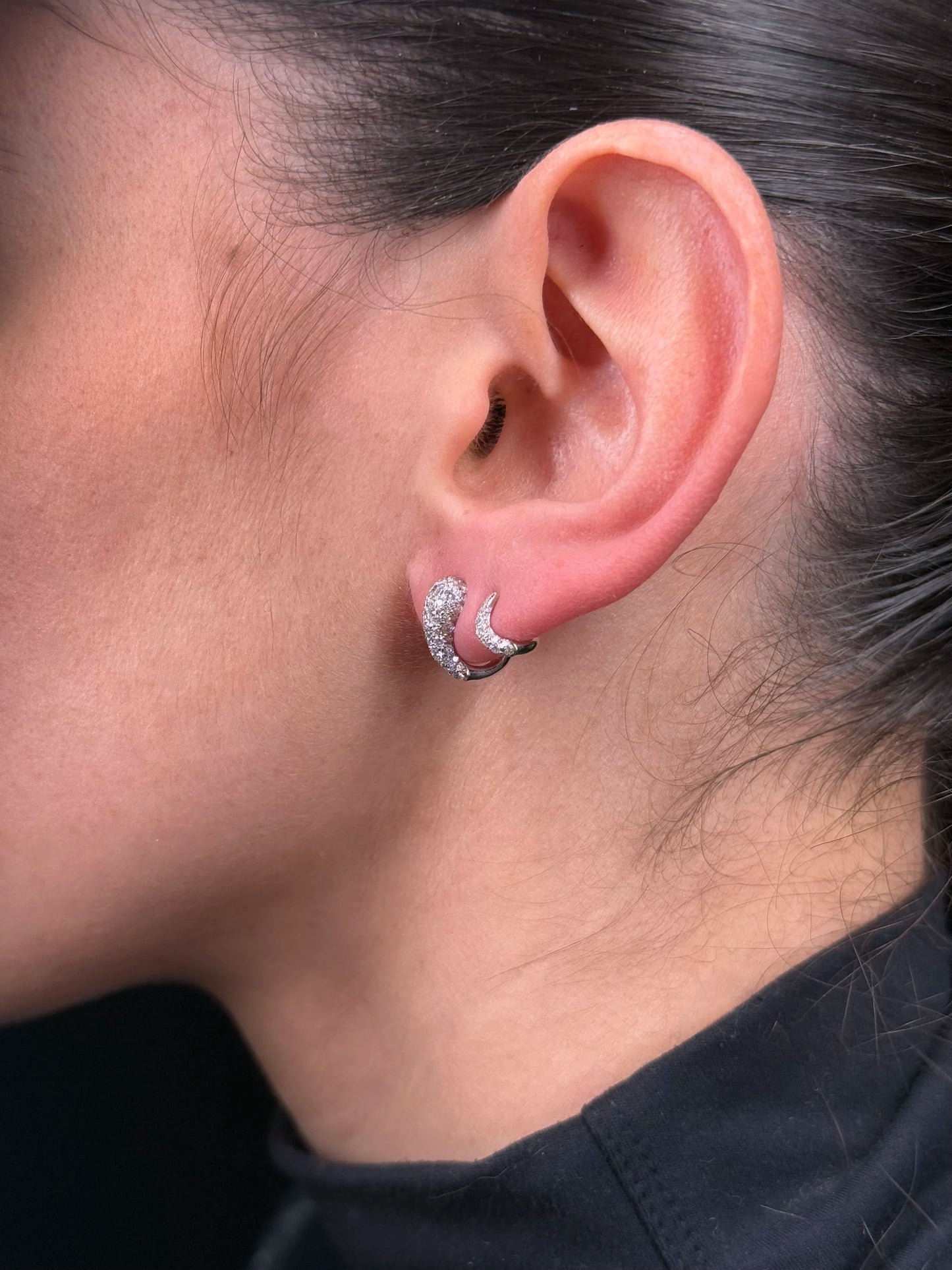 Ladies Diamond Cluster “Huggie” Earrings