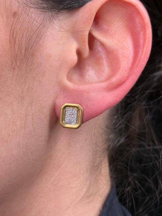 Ladies Gold and Diamond Cluster Earrings