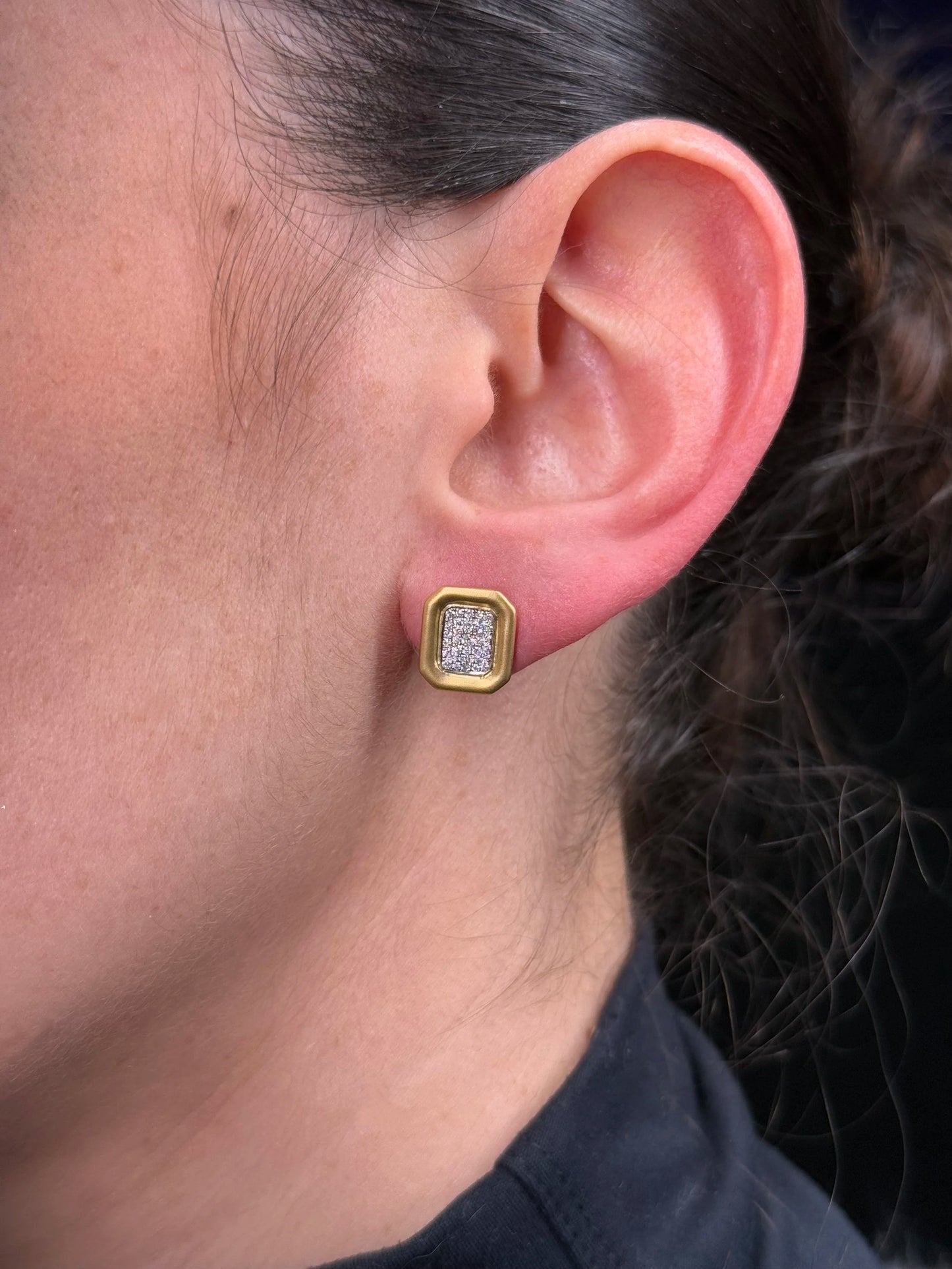 Ladies Gold and Diamond Cluster Earrings