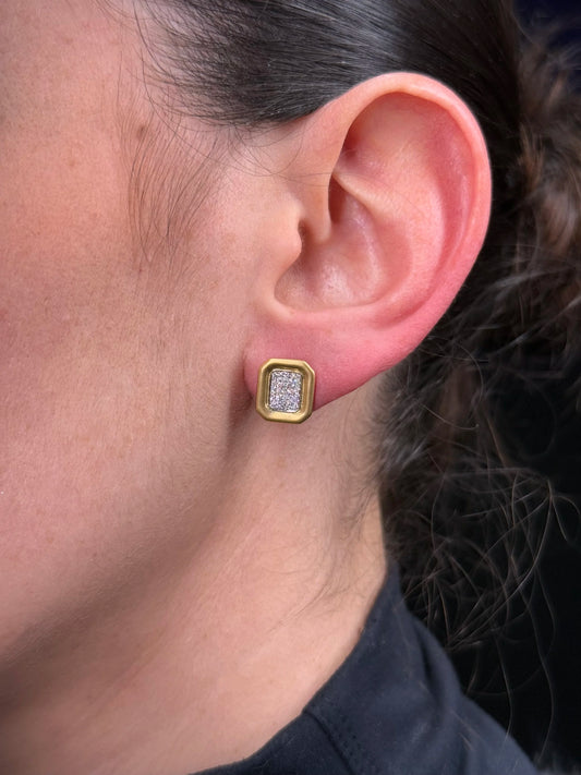 Ladies Gold and Diamond Cluster Earrings