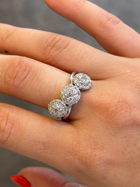 Ladies Three Round Diamond Cluster Ring