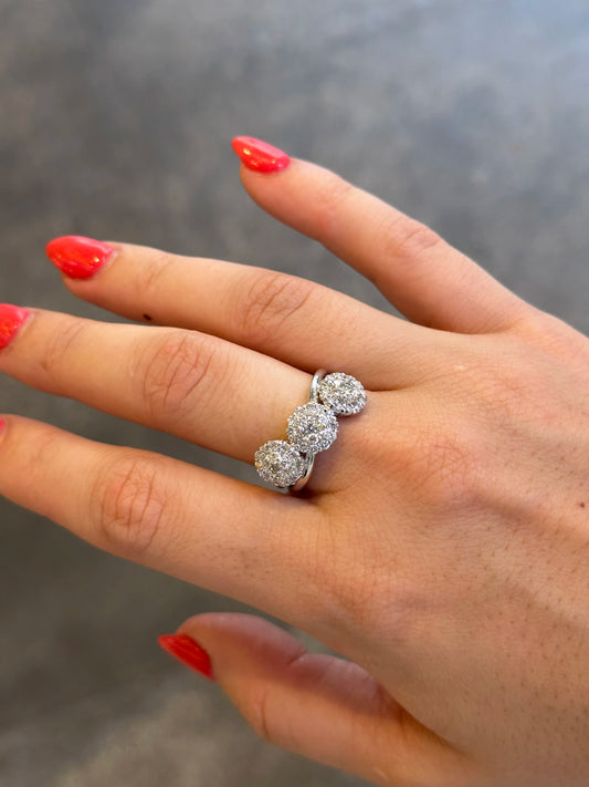 Ladies Three Round Diamond Cluster Ring