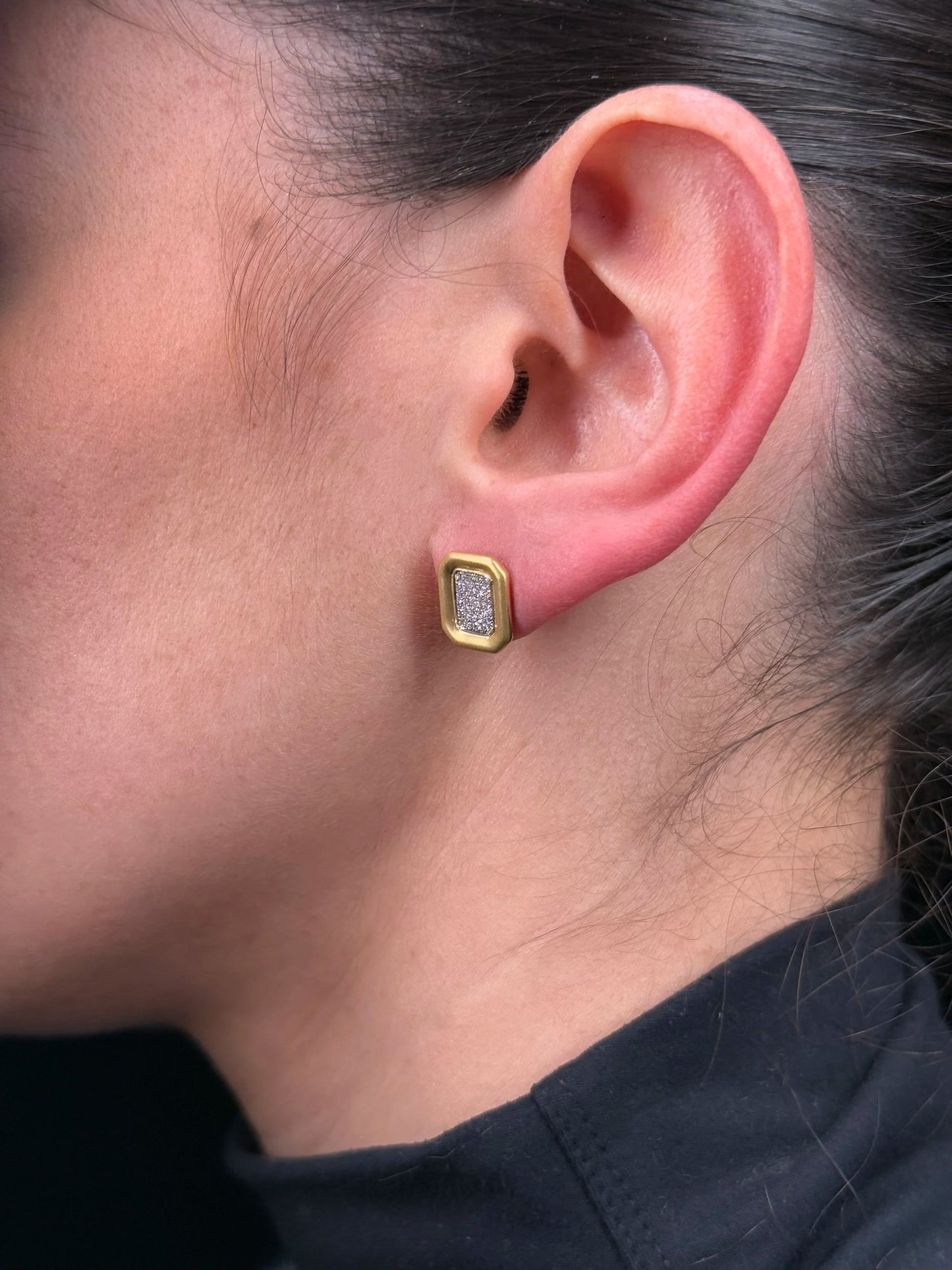 Ladies Gold and Diamond Cluster Earrings