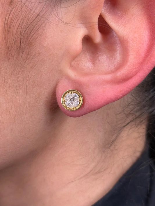 Ladies Large Bezel Marquise and Princess Diamond Earrings