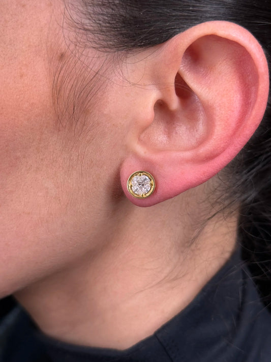 Ladies Large Bezel Marquise and Princess Diamond Earrings