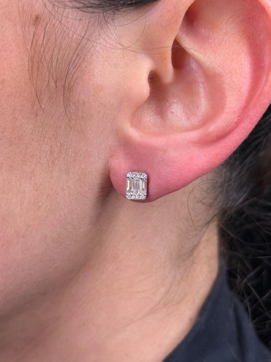 Ladies Round, Baguette, and Princess Cut Diamond Earrings