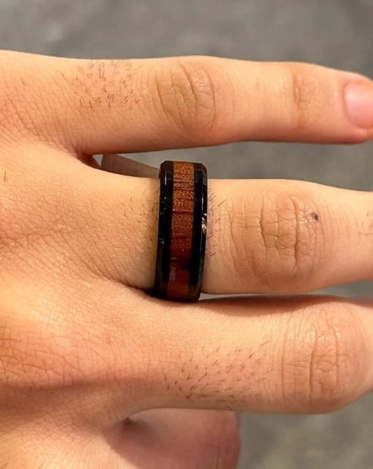 Men’s Wood with Black Cobalt Wedding Band