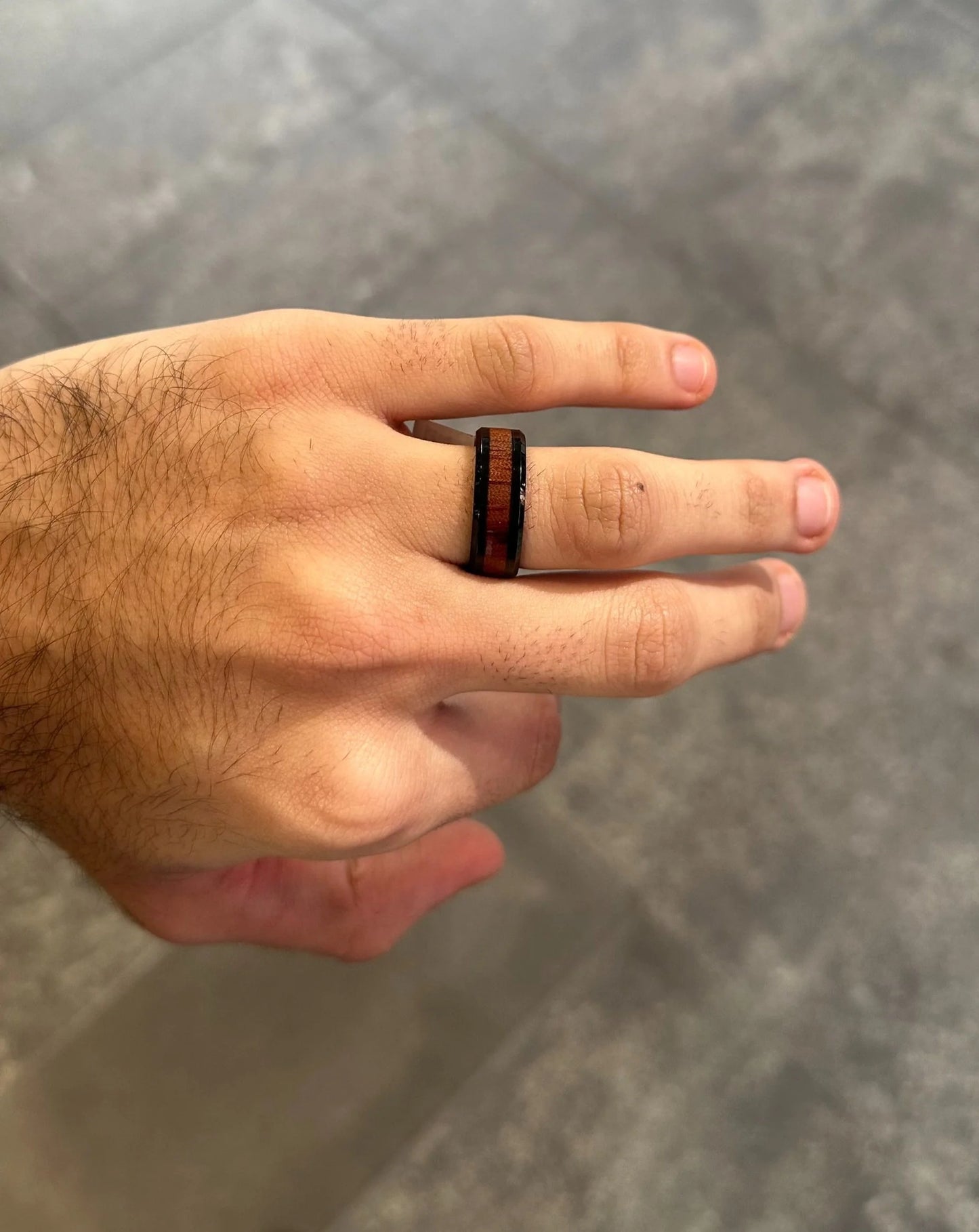 Men’s Wood with Black Cobalt Wedding Band