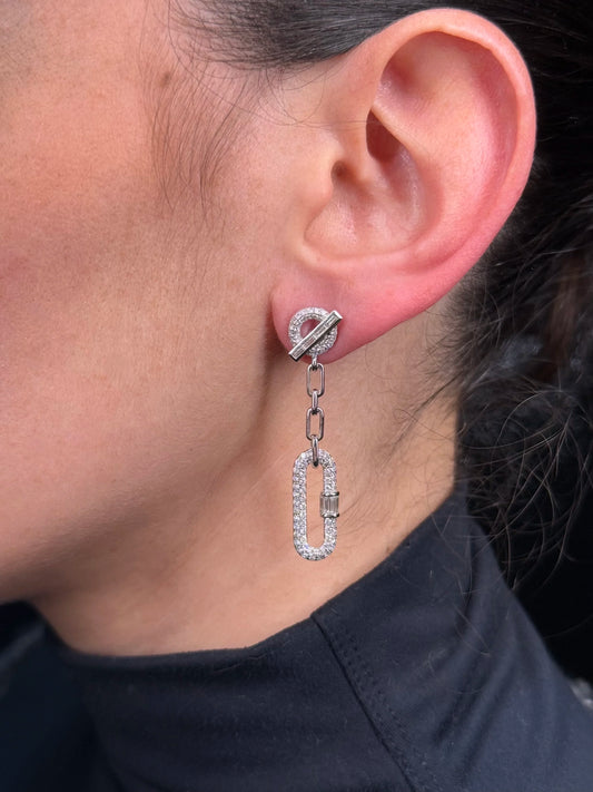 Ladies Paperclip Chain Pave Set Diamond Earrings