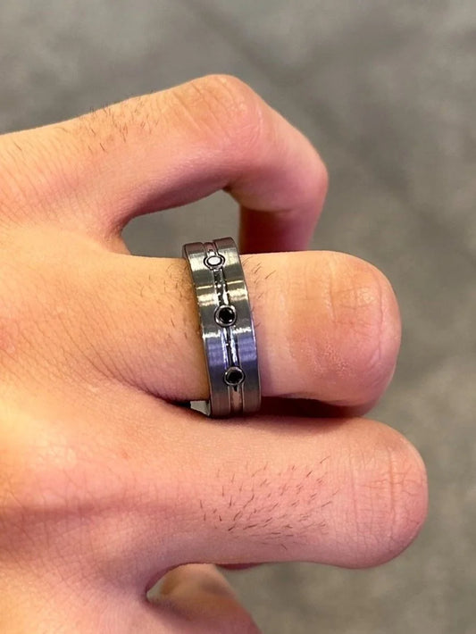 Men’s Three Black Diamond Tungsten Wedding Band