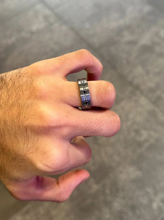 Men’s Three Black Diamond Tungsten Wedding Band