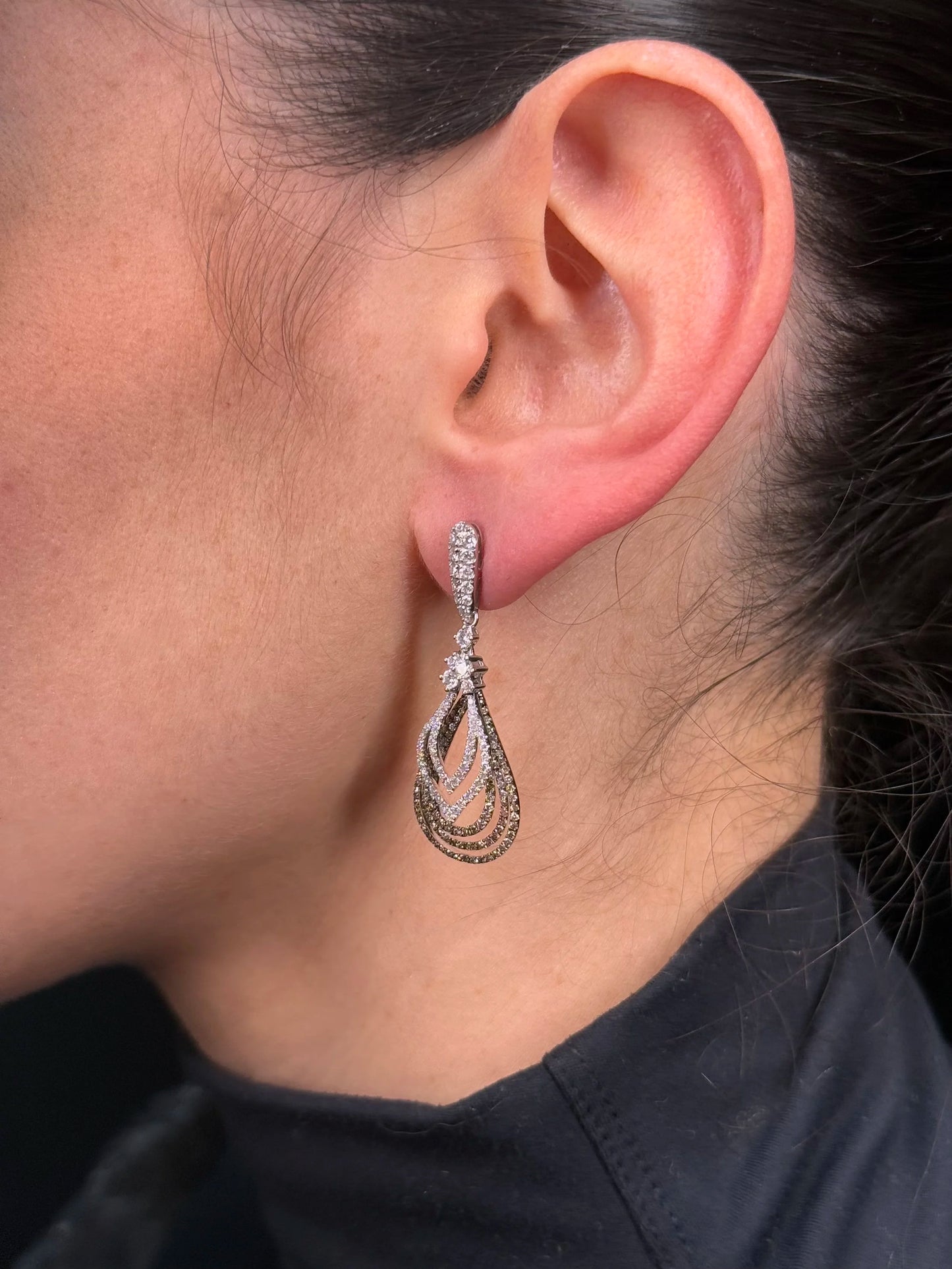 Ladies Fancy Champagne and Diamond Earrings