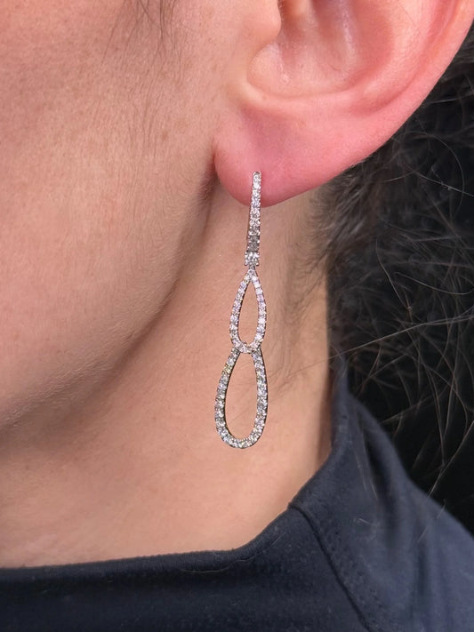 Ladies Double Oval Diamond Earrings