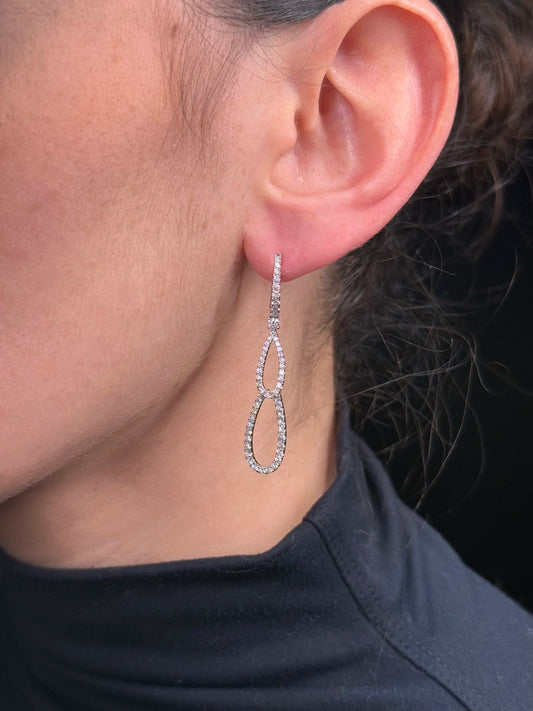 Ladies Double Oval Diamond Earrings