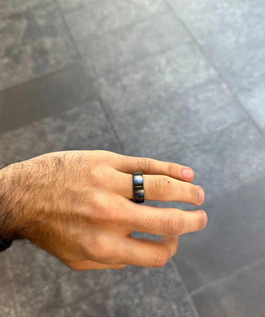 Men’s Rope like Design Black Titanium Wedding Band