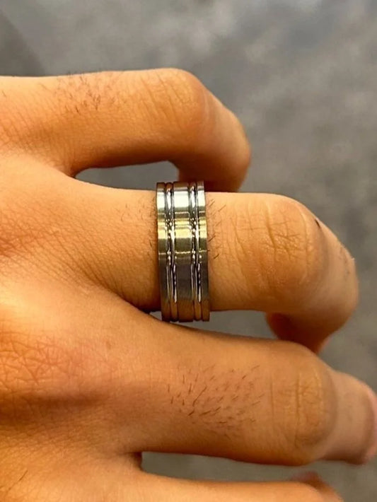 Men’s Two Row Titanium Polished Wedding Band